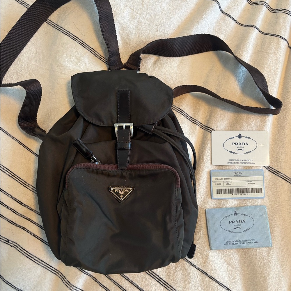 Prada Black Nylon Mini Backpack with Silver Hardware